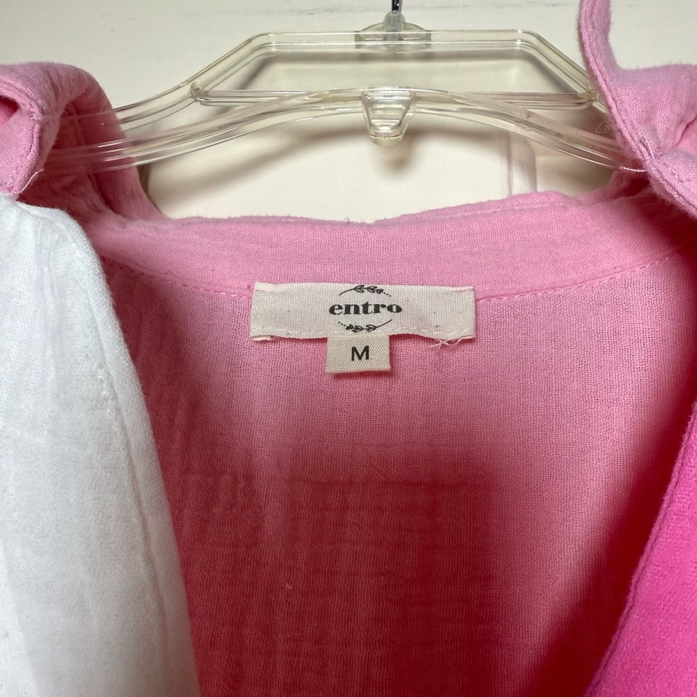 Entro Pink Color Block Style Button Up Top - image 6